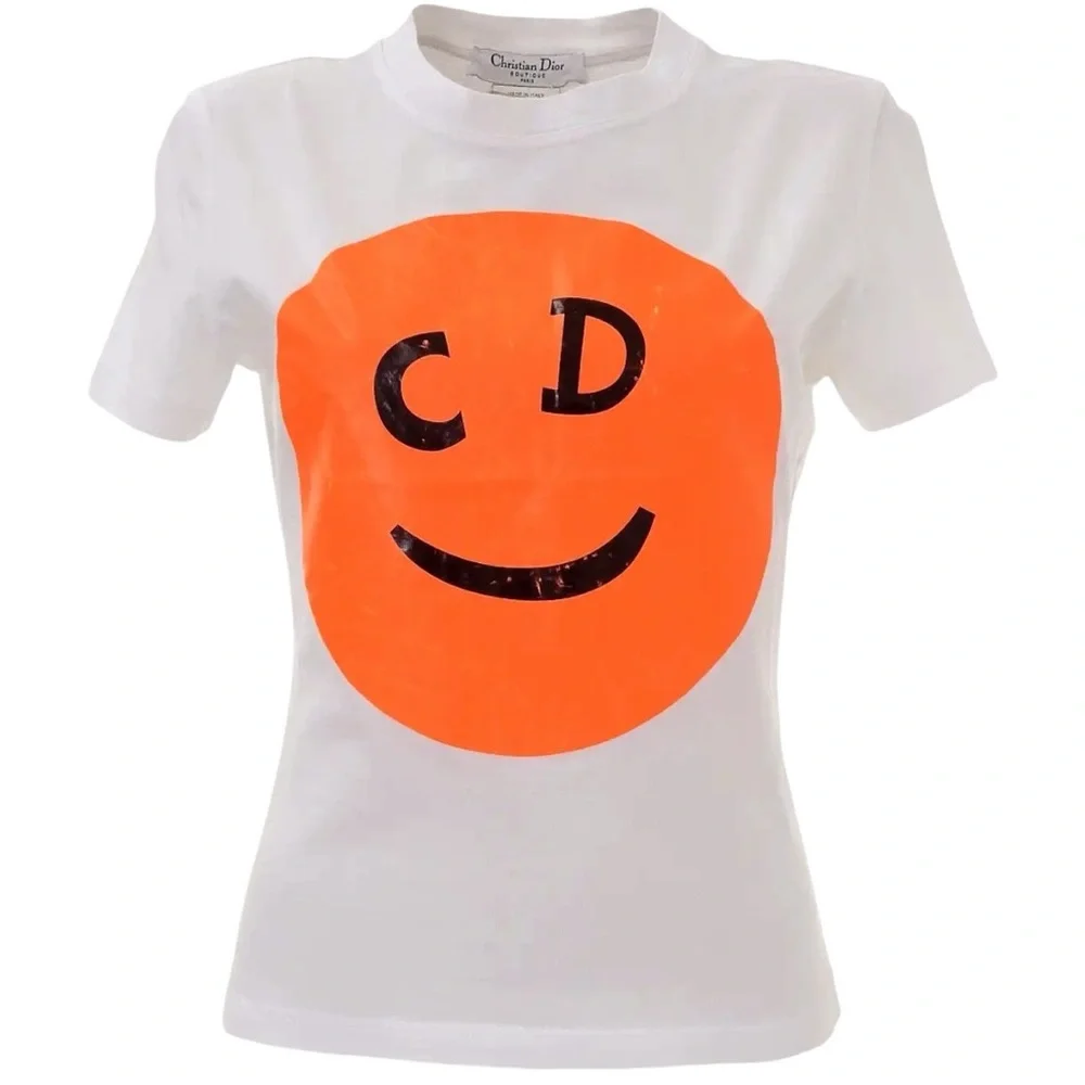 Dior | Tops | Auth Vtg Christian Dior Neon Orange Smiley Face Cd
